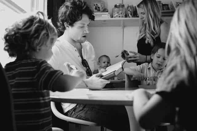 The Spearing family gathered around the dinner table